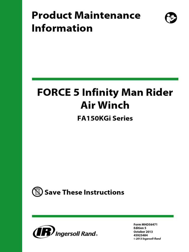 Ingersoll Rand Man Rider Winch Manual | PDF | Screw | Bearing (Mechanical)
