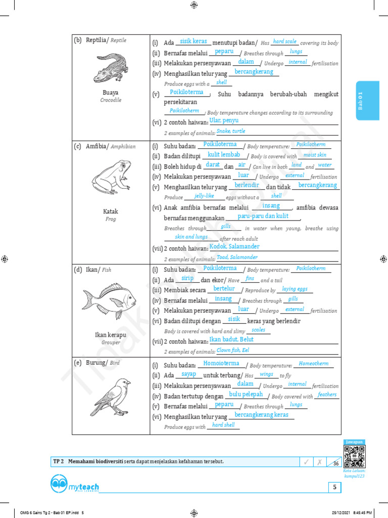 Omg 6 Sains TG 2 - Bab 01 Eg - Ms 5 | PDF
