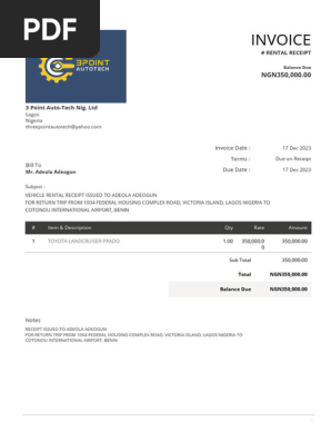 Rental Receipt