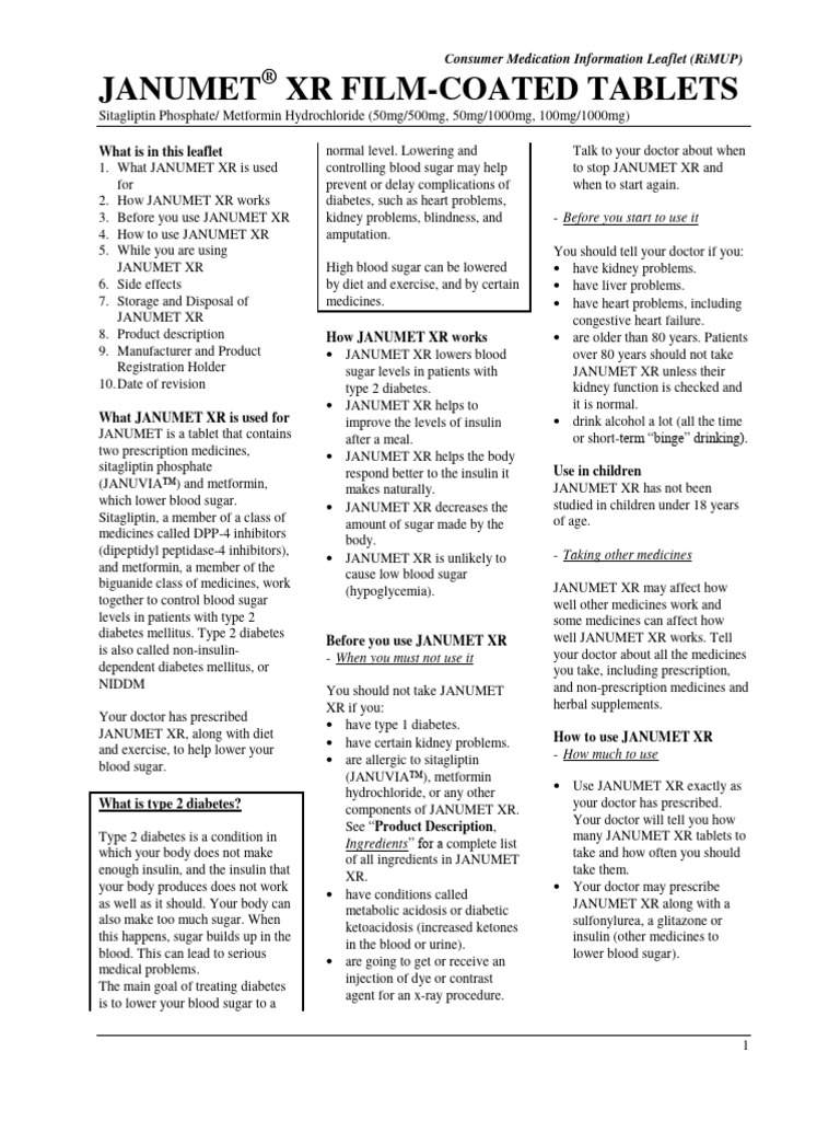 Janumet XREnglish Version Download Free PDF Hypoglycemia Diabetes