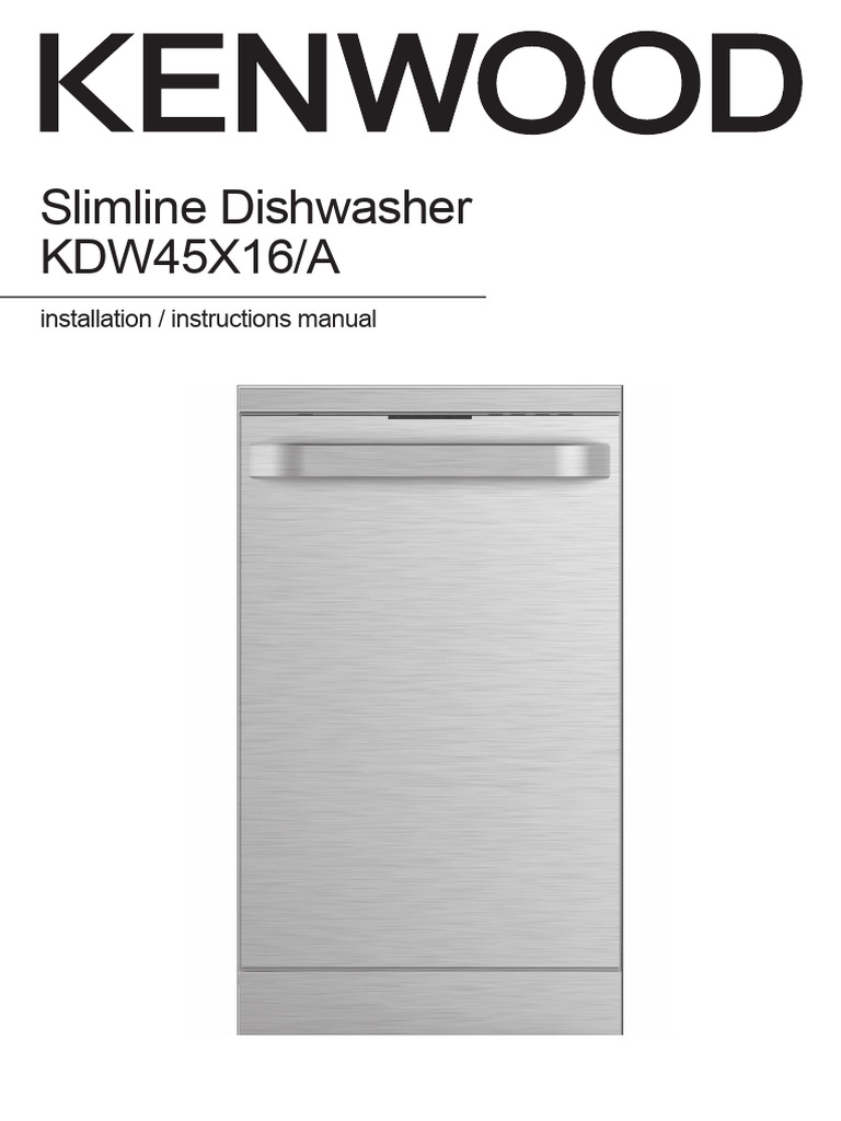 KENWOOD Slimline Dishwasher KDW45X16A Manual PDF