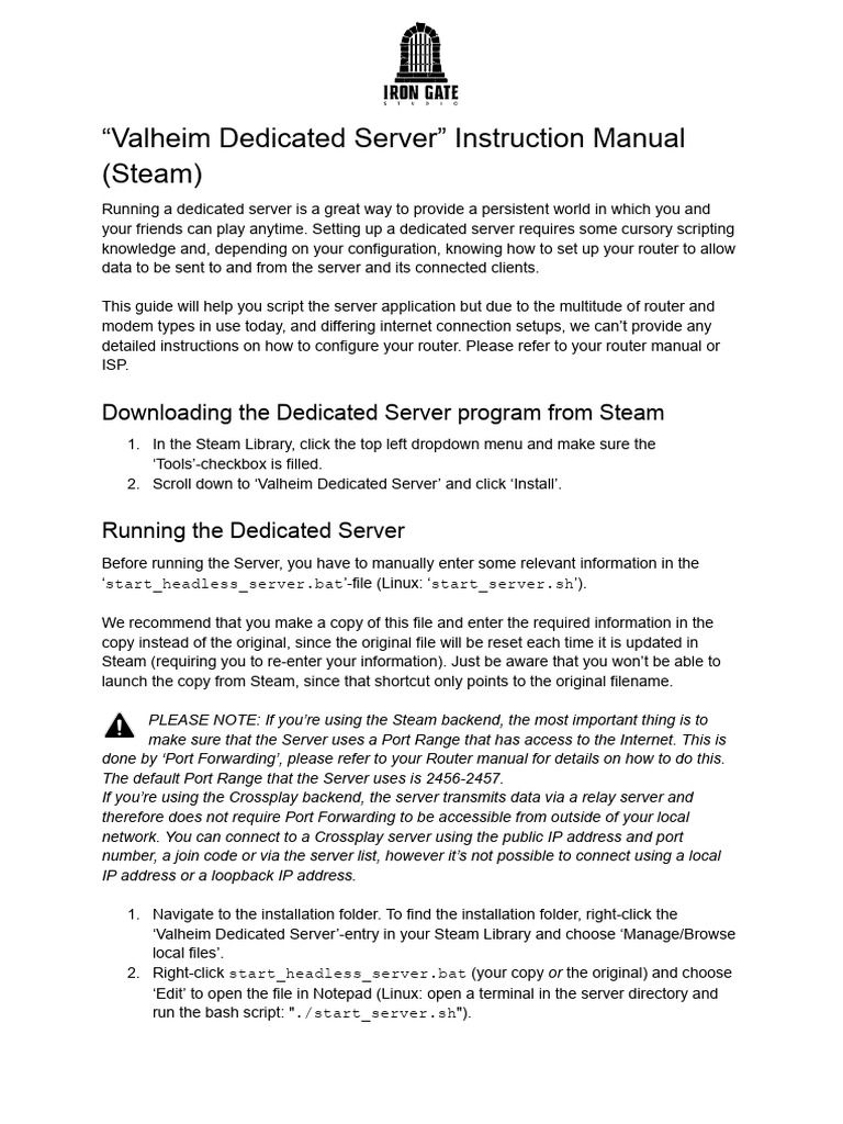 Valheim Dedicated Server Setup Guide | PDF