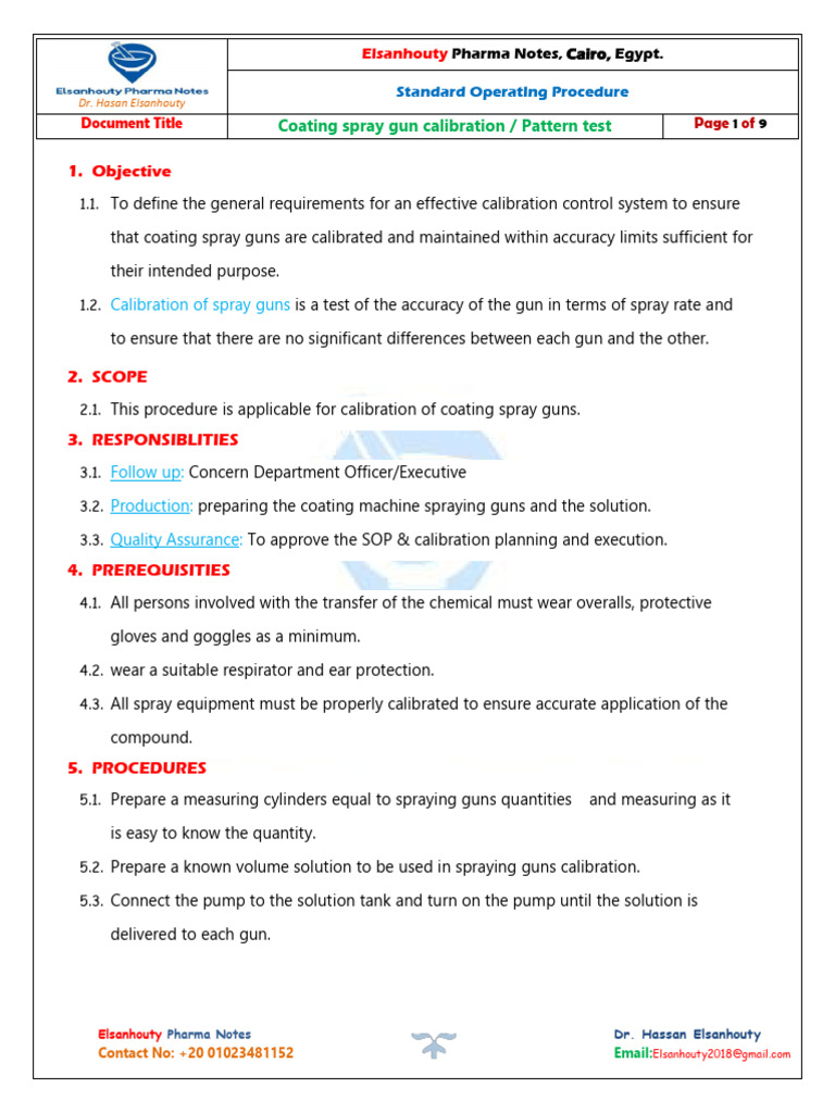 Coating Spray Gun Calibration SOP | PDF | Calibration | Accuracy And ...