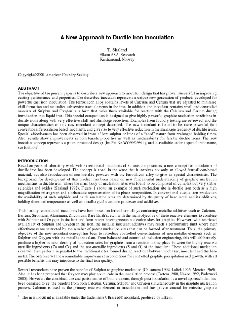 A New Approach To Ductile Iron Inoculation | PDF | Casting ...