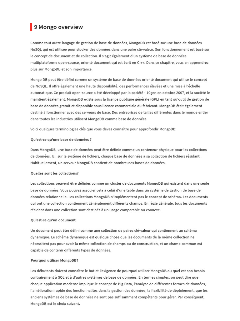 Introduction à MongoDB 9 | PDF | Technologie et ingénierie