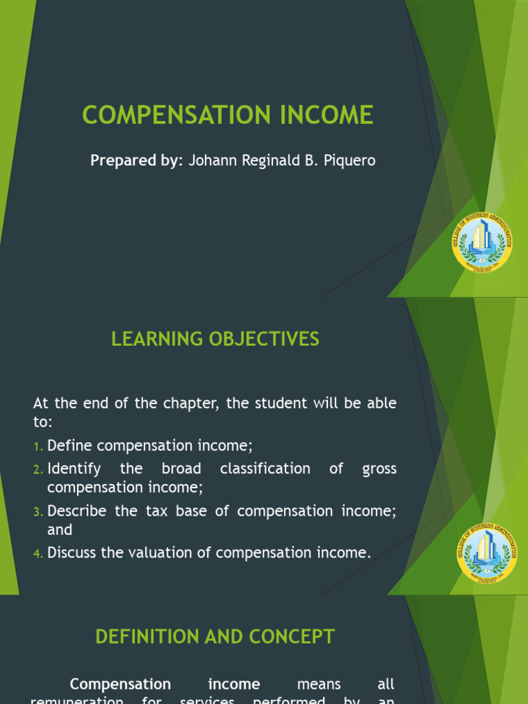 Lesson 3 Compensation Income | PDF | Business | Finance & Money Management