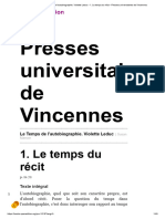 Le Temps de L'autobiographie. Violette Leduc - 1. Le Temps Du Récit - Presses Universitaires de Vincennes