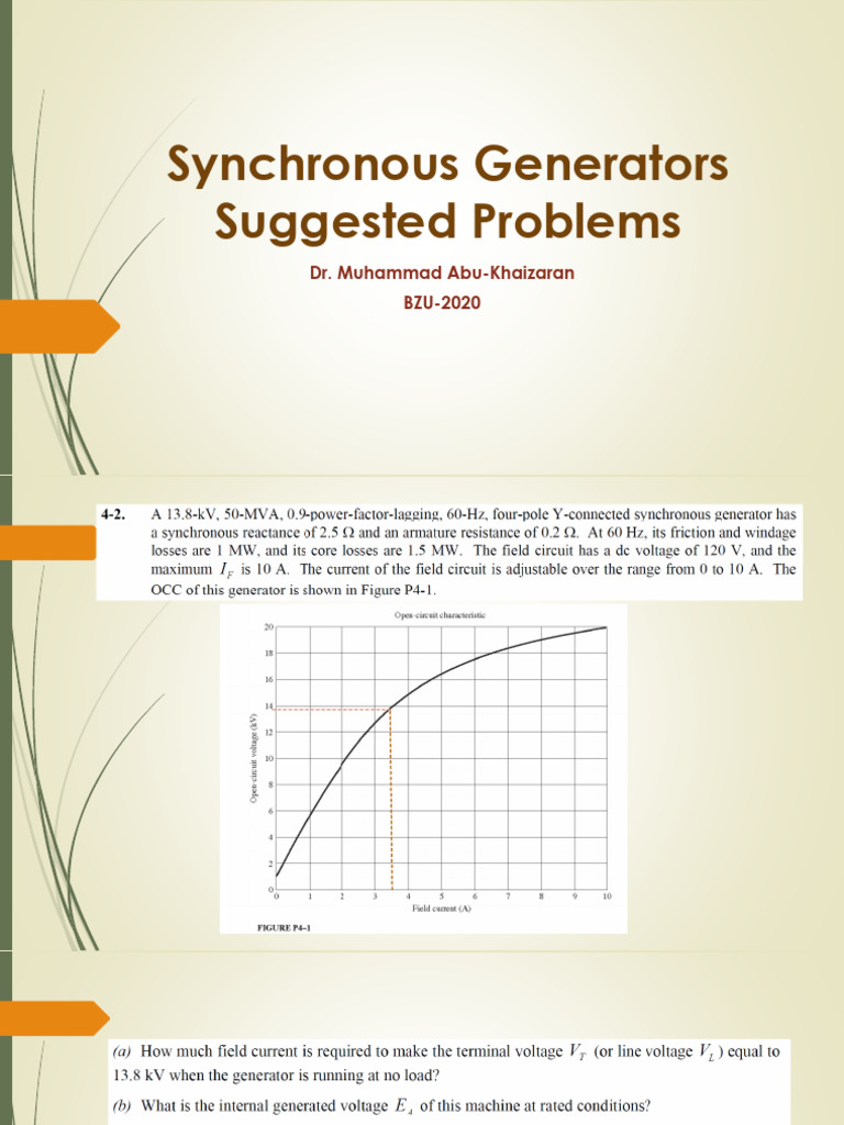 Synchronous Generators Suggested Problems PDF