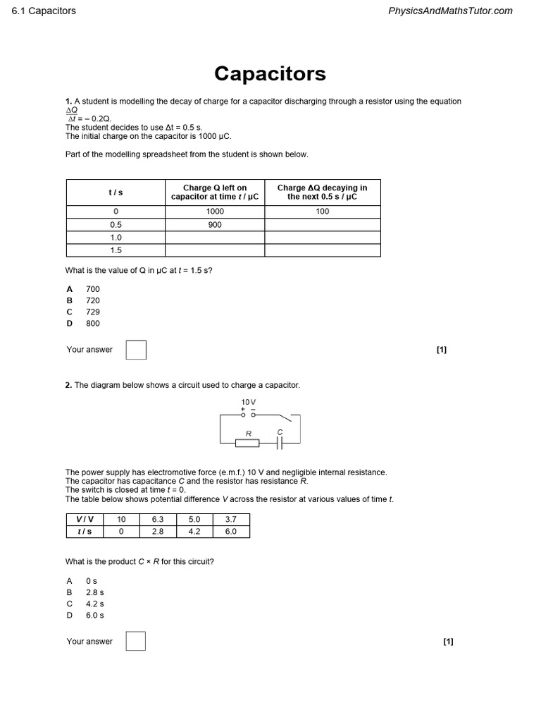 6.1 Capacitors QP | PDF