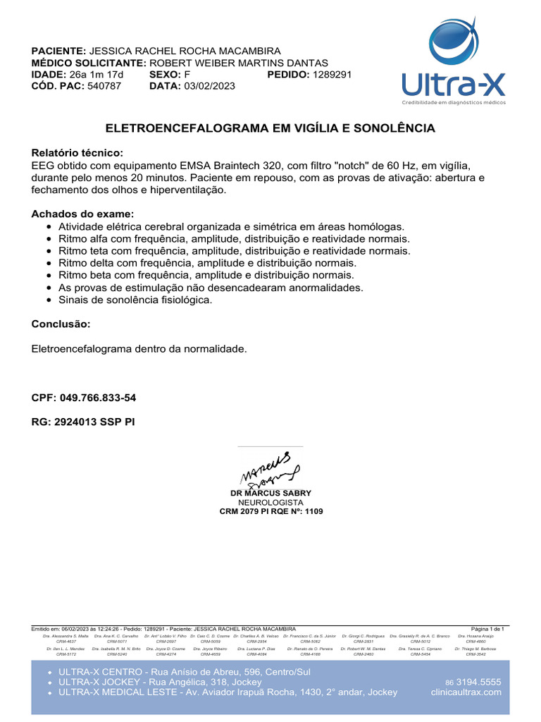 Eletroencefalograma Normal em Vigília | PDF | Eletroencefalografia ...