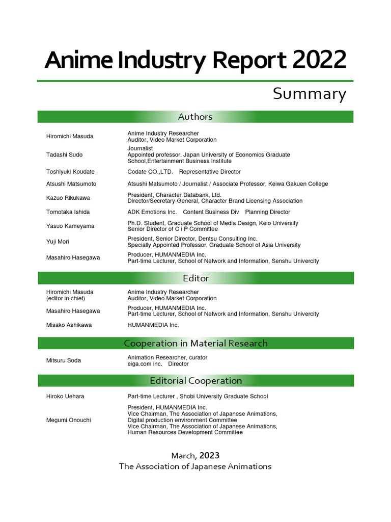 Anime Industry Report 2022 | PDF | Anime | Japanese Yen