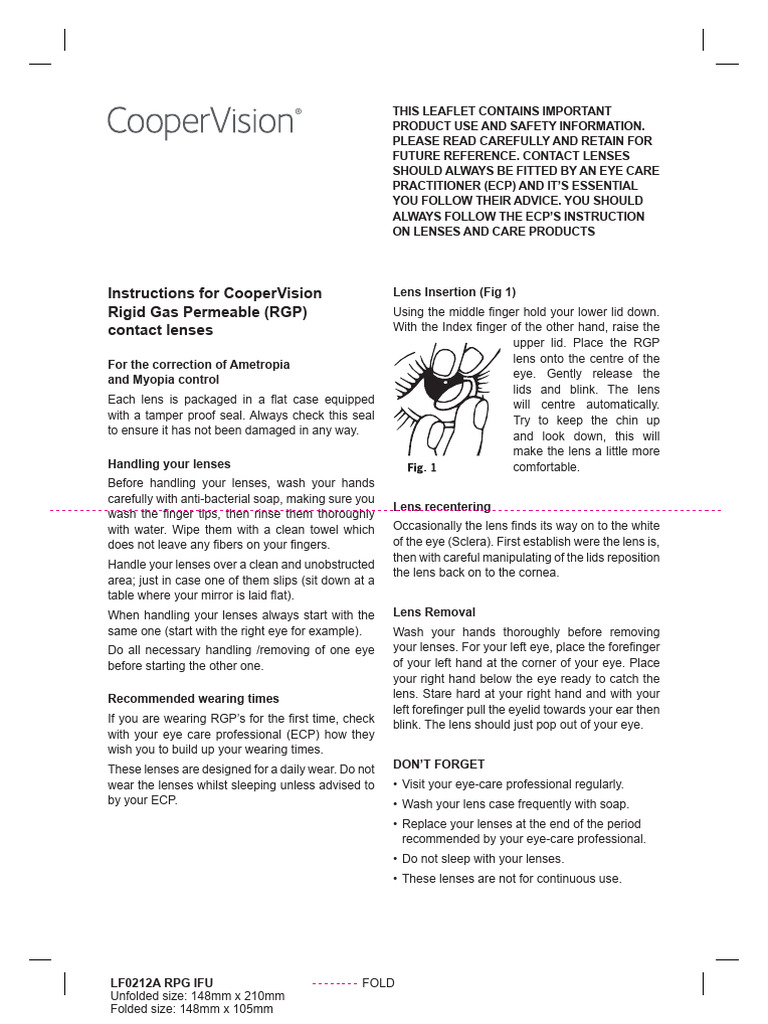 Lf0212a RPG Ifu | PDF | Contact Lens | Face