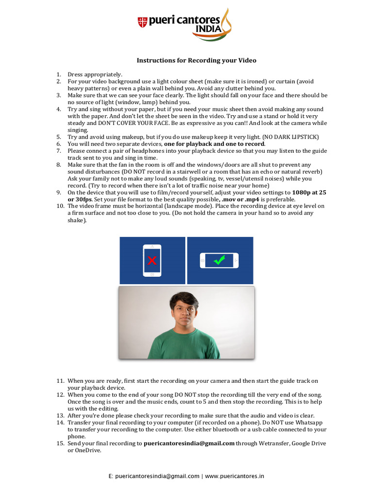 Instructions For Video Recording PDF Video Computing