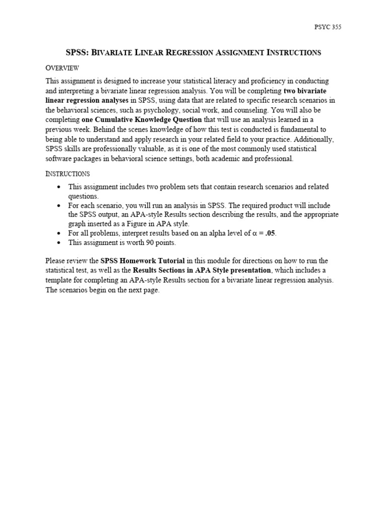 Bivariate Linear Regression Assignment | PDF