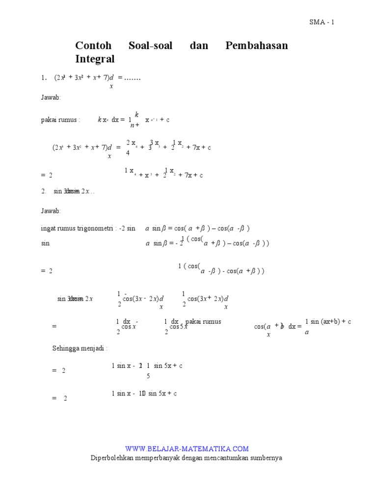 Contoh Soal Integral Akar