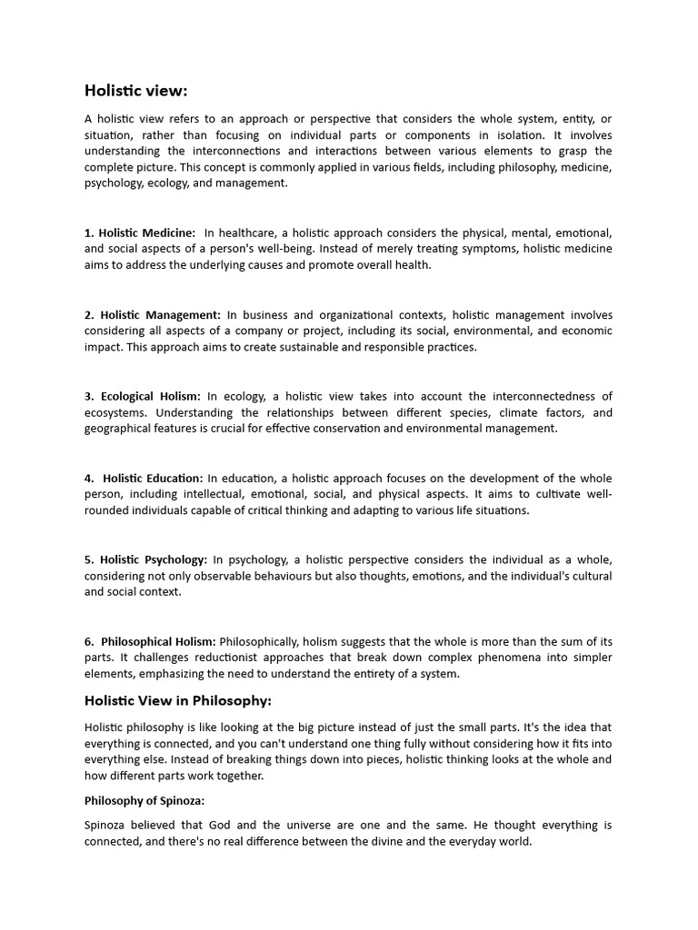 Holistic View About Life | PDF | Holism | Ecology