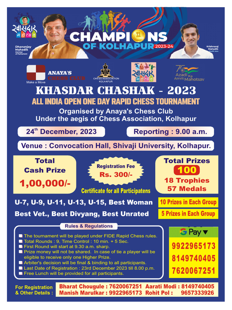 Kolhapur Chess Tournament 2023 Details | PDF | Chess | Board Games