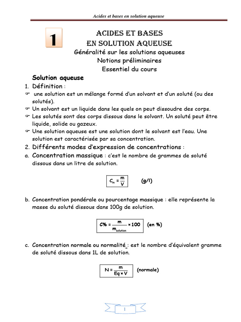 Acides et bases en solution aqueuse | PDF