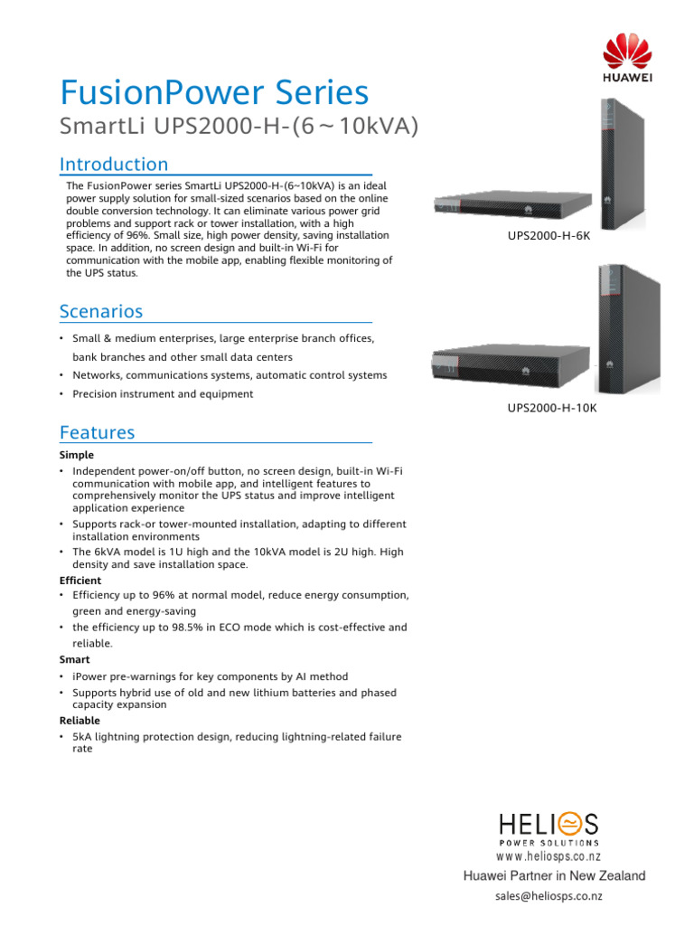 UPS2000 H Series 6 10kVA UPS With Lithium Batteries Datasheetz | PDF ...