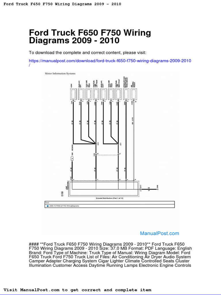 Ford Truck f650 f750 Wiring Diagrams 2009 2010 PDF