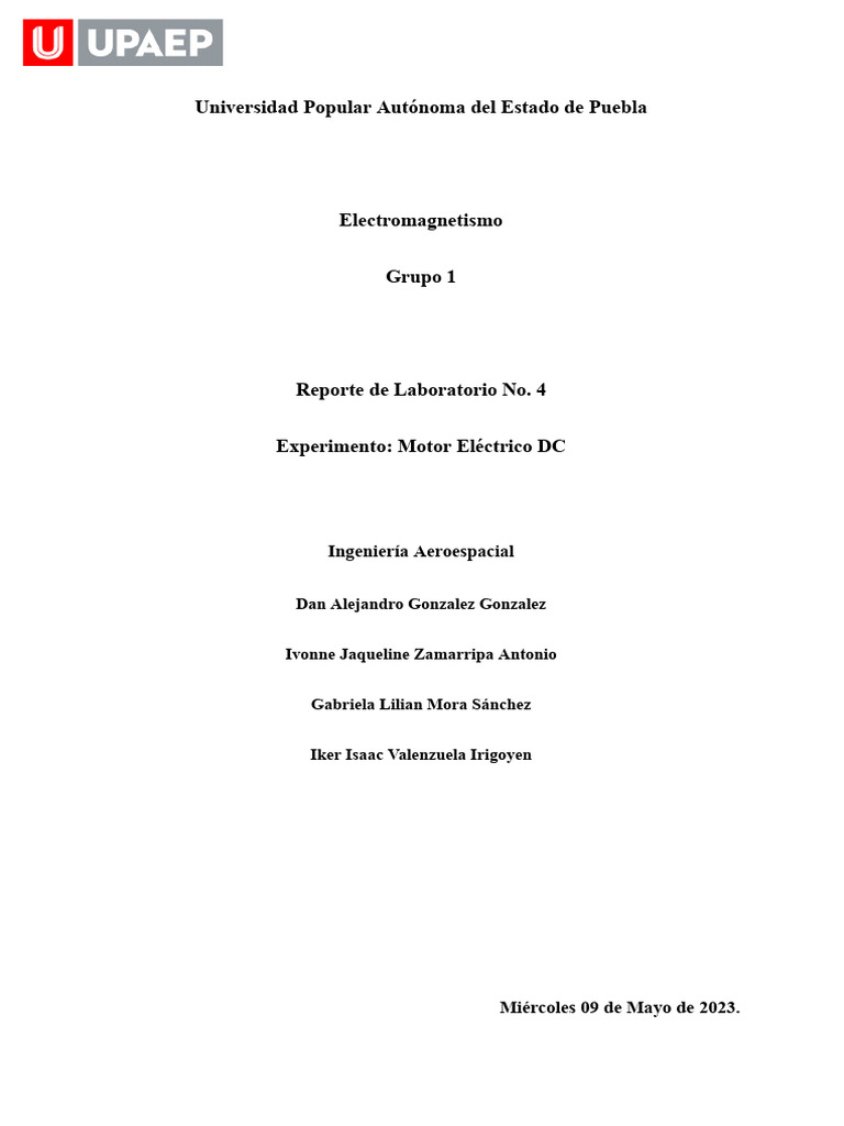 Experimento Motor Eléctrico Dc Pdf