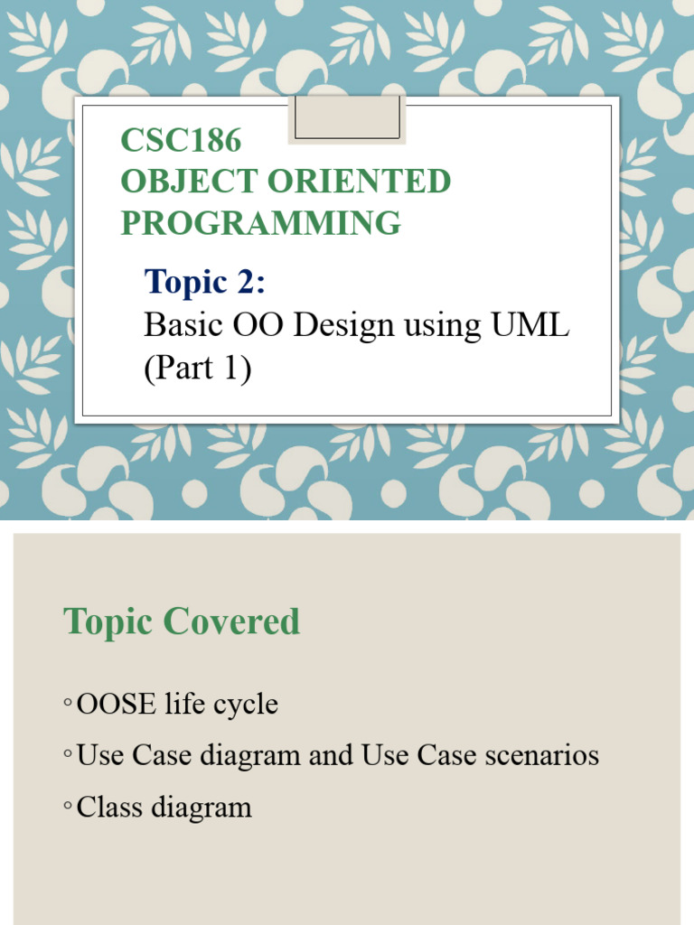 CSC186 - 2) Basic OO Design Using UML (Part 1) | PDF | Teaching Methods ...