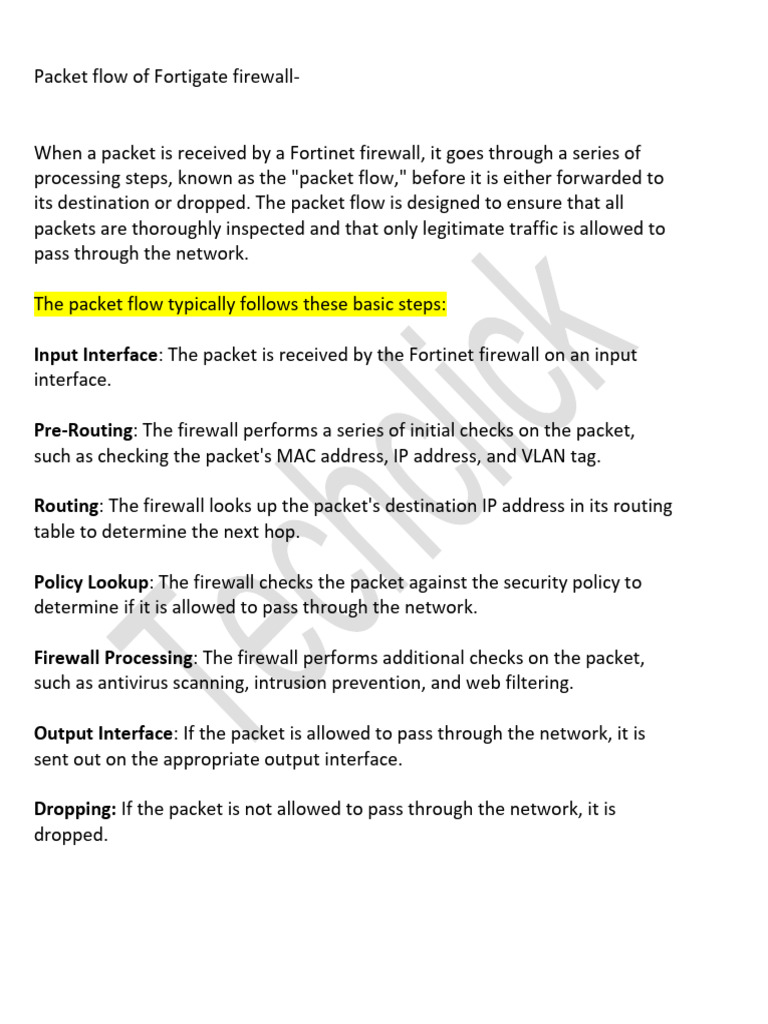 Fortigate Firewall Packet Flow Guide | PDF | Computers