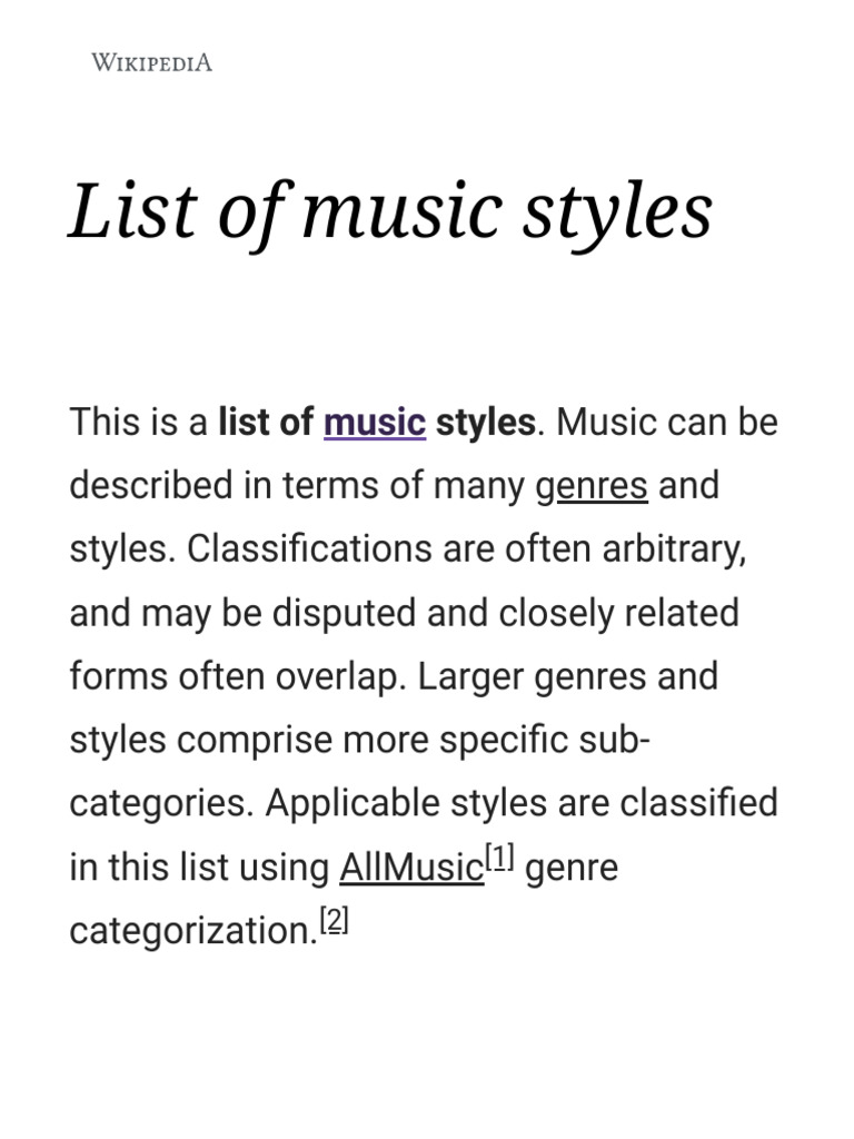 List of music styles wikipedia pdf