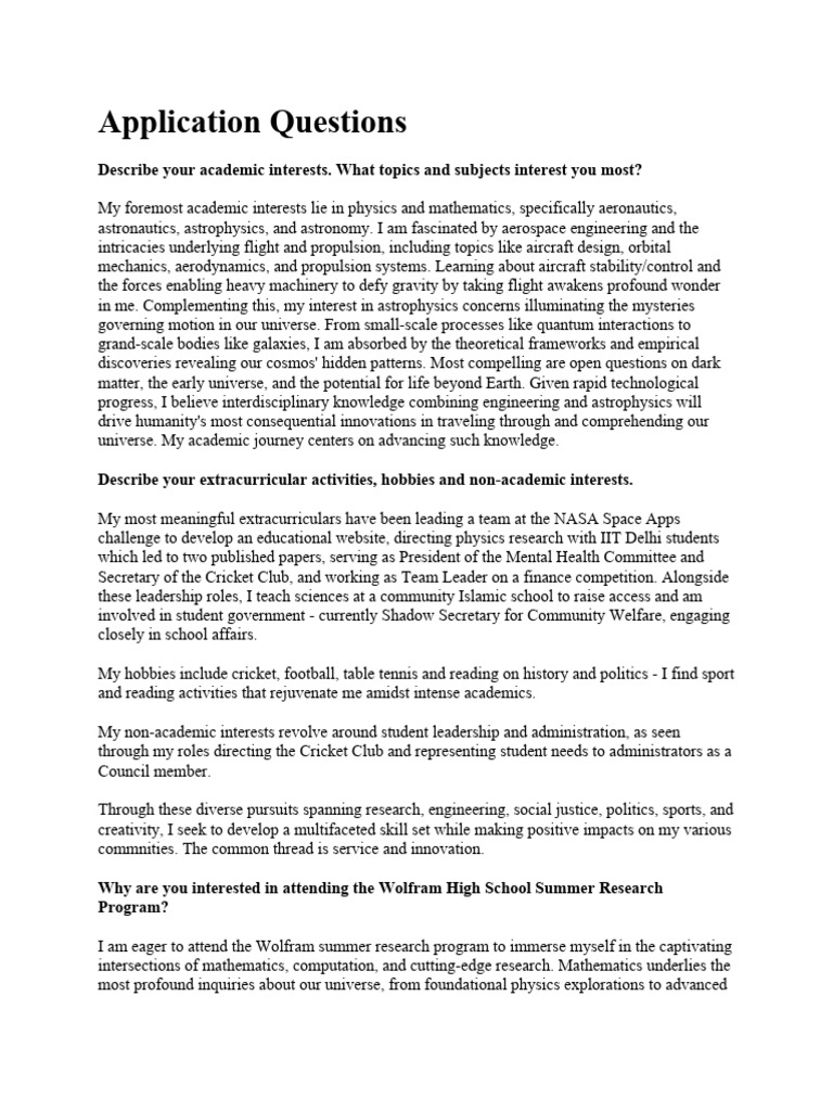 Application Questions PDF