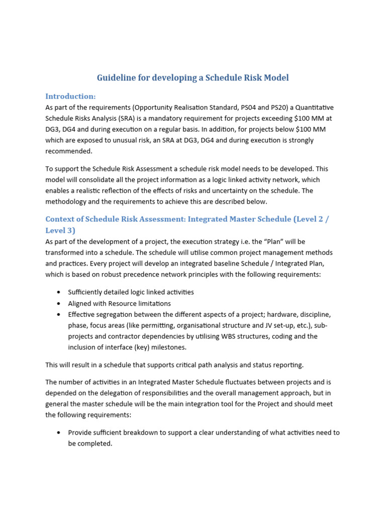 Schedule Risk Model Development Guide | PDF | Risk | Risk Management
