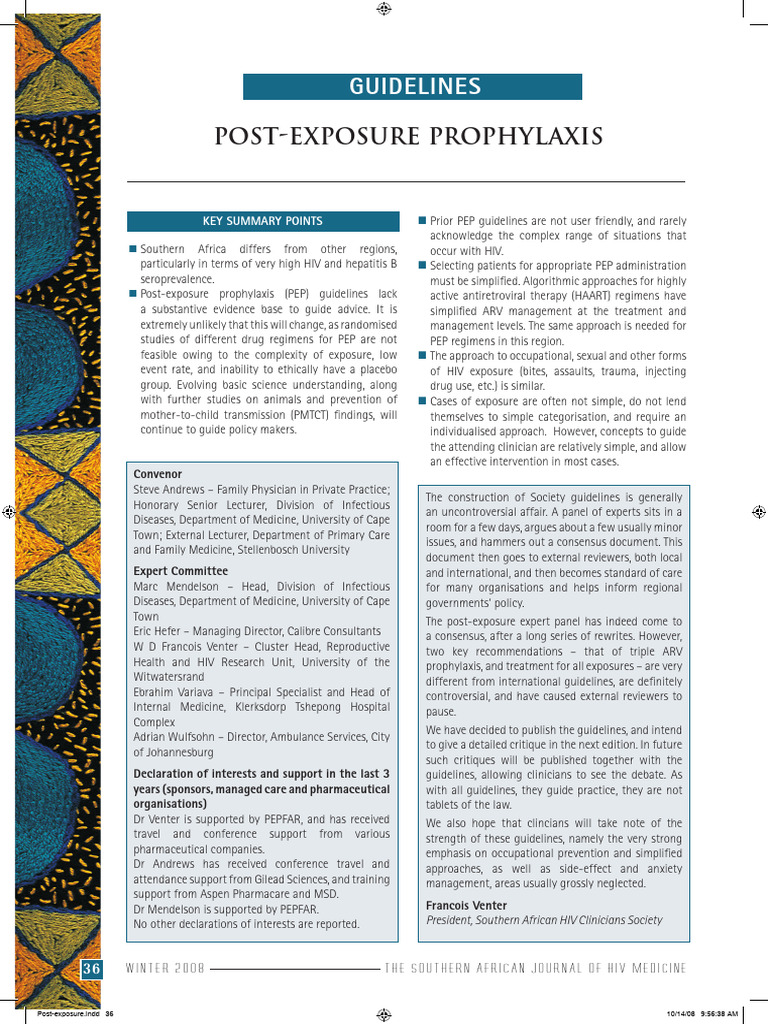 PEP Guidelines for HIV Exposure Management | PDF
