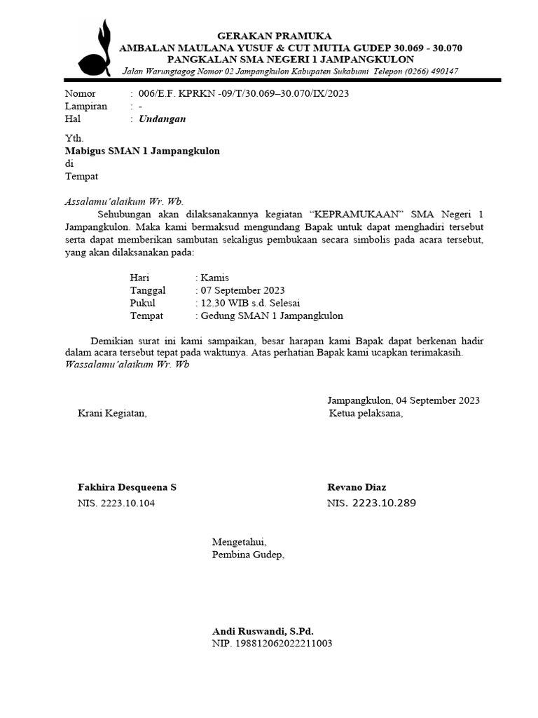 Contoh Surat Undangan Kegiatan | PDF