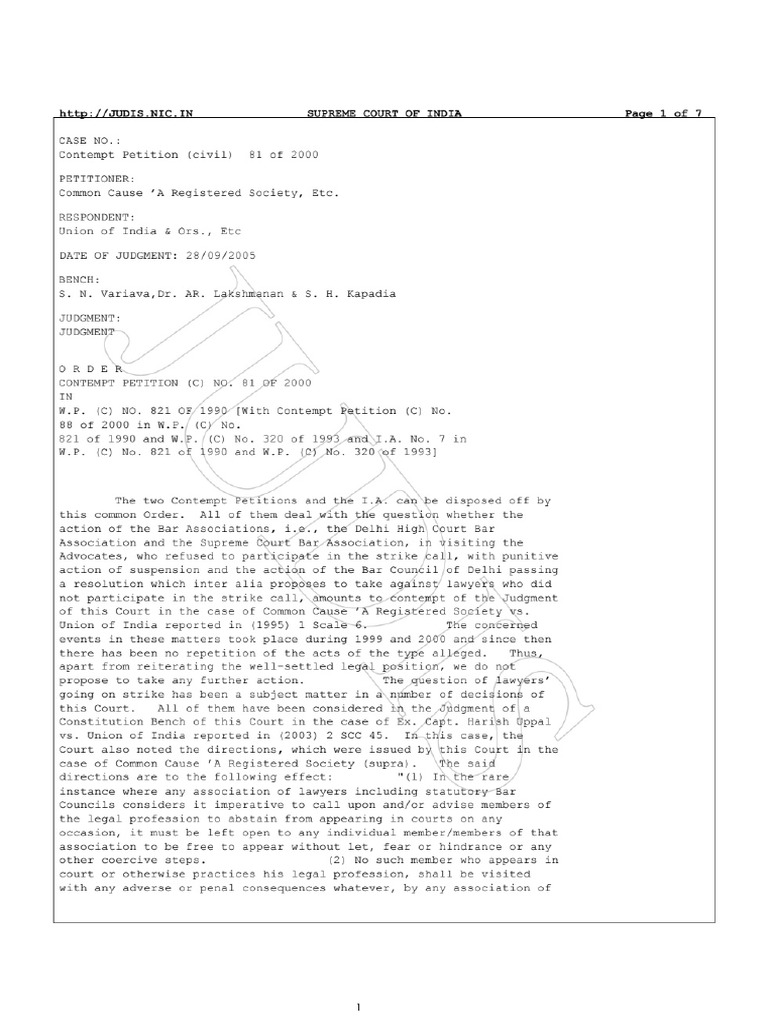 Supreme Court Bar Association Vs Union of India, AIR 1998 SC 1895 PDF
