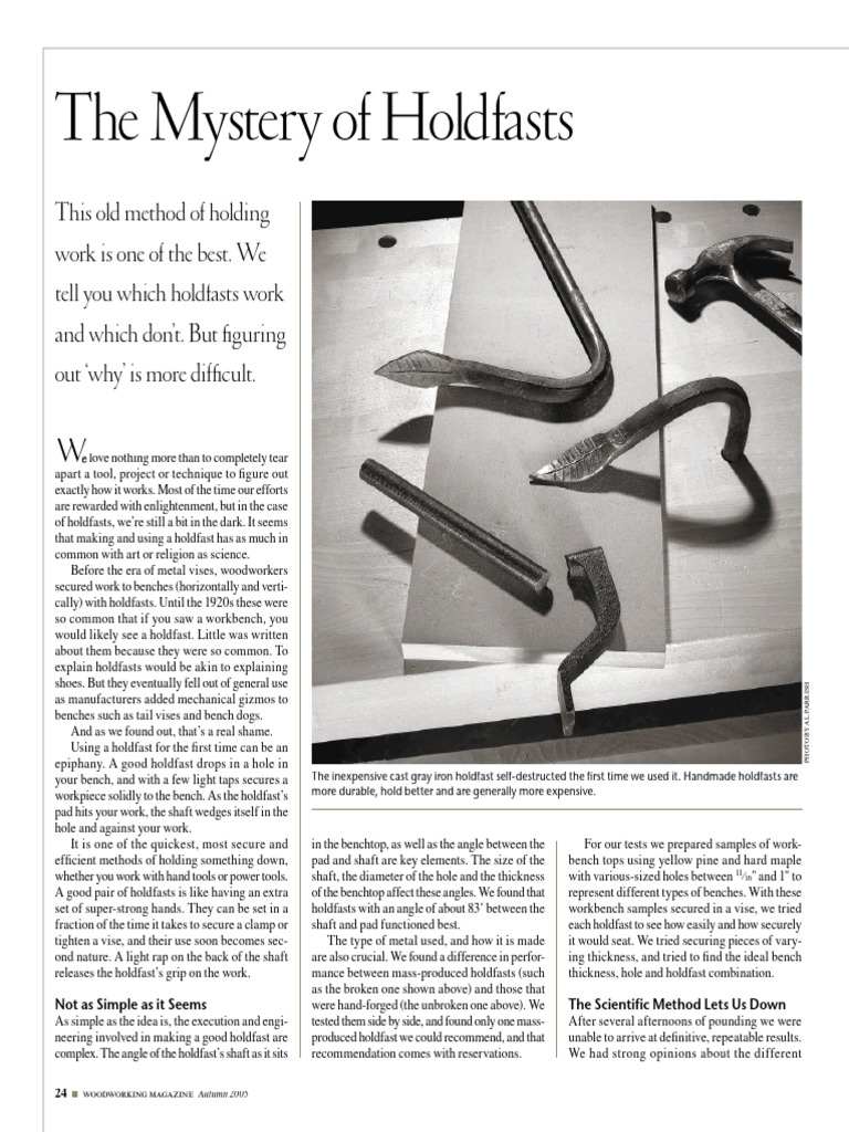 Understanding Holdfasts in Woodworking | PDF | Forging | Blacksmith