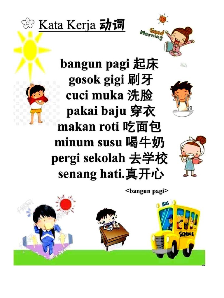 silakan tulis 3 contoh kata dari kata kerja tindakan
