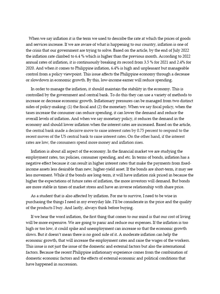 Critique Paper Download Free Pdf Cost Of Living Inflation