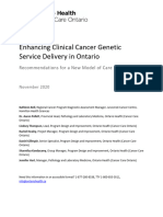 Enhancing Clinical Cancer Genetic Service Delivery in Ontario - Recommendations For A New Model of Care