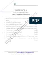 Cbse Test Paper-04: Science & Technology (Class-10) Chapter 16: Management of Natural Resources