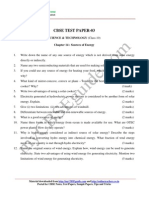 Cbse Test Paper-03: Science & Technology (Class-10) Chapter 14: Sources of Energy