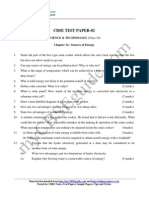 Cbse Test Paper-02: Science & Technology (Class-10) Chapter 14: Sources of Energy