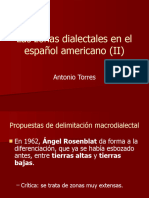 Las Zonas Dialectales en El Español Americano (II)