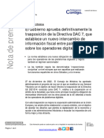 27 12 22 NP CM Anteproyecto Transposicion Directiva DAC7