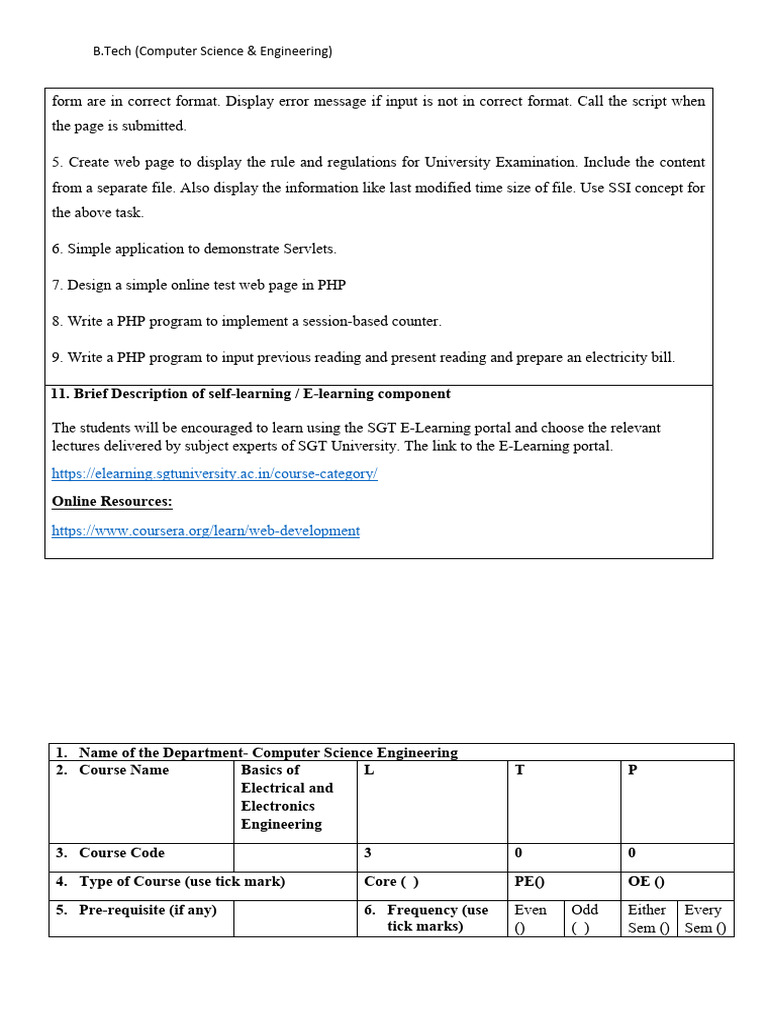 B.Tech Electrical & Electronics Engineering Course | PDF