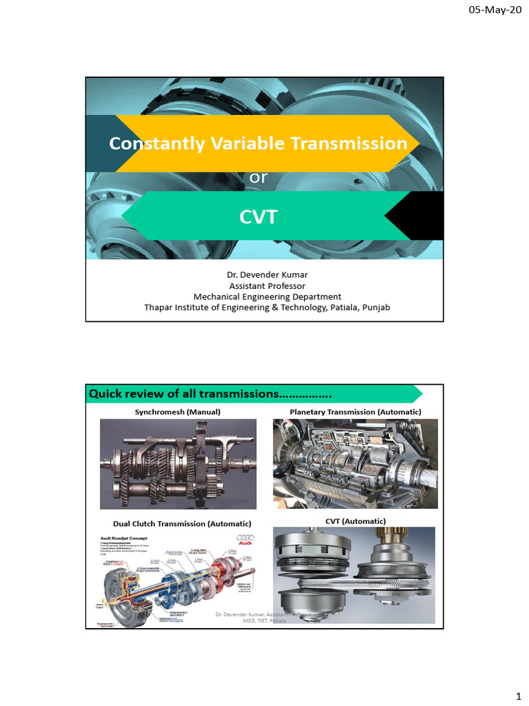 Constantly Variable Transmission Quick Review of All Transmissions