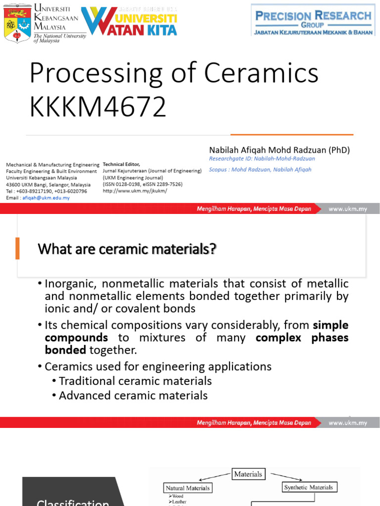 Processing of Ceramics PDF Ceramics Minerals