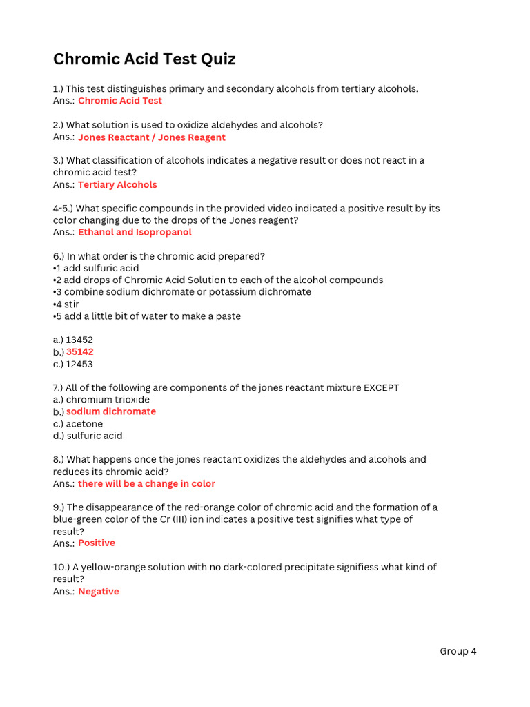 Chromic Acid Test | PDF