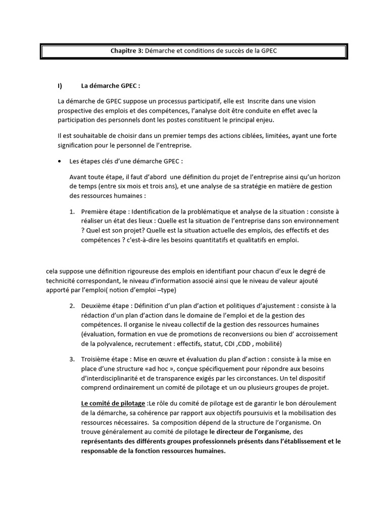 Étapes clés de la démarche GPEC | PDF