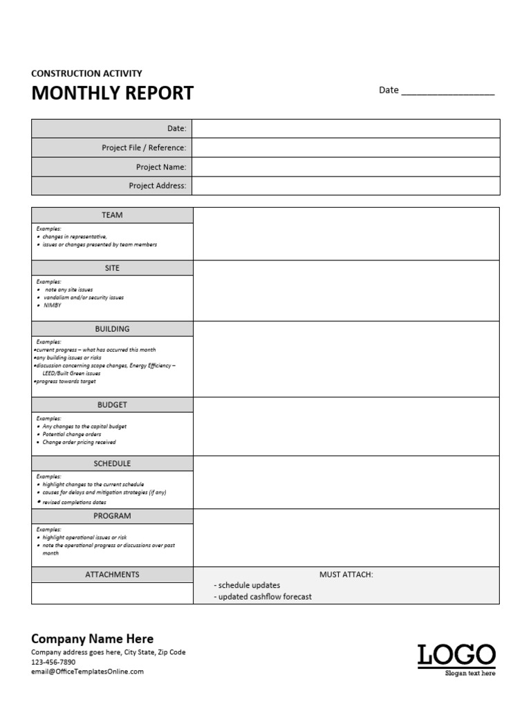 Monthly Construction Activity Report | PDF | Business