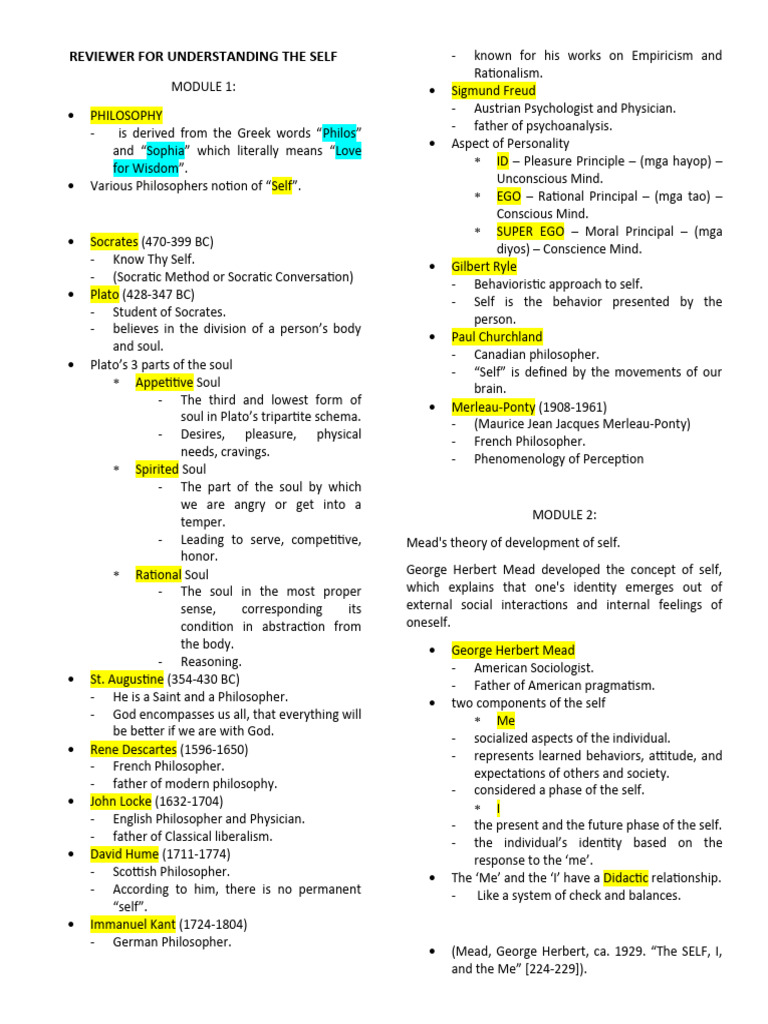 Reviewer for understanding the self pdf