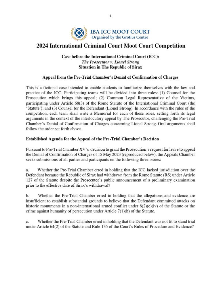 2024 ICC Moot Court Problem | PDF